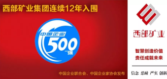 西部礦業集團連續十二年入圍中國500強企業