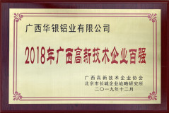 广西华银铝业荣获“广西高新技术企业百强”荣誉称号