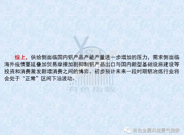 中國鋁冶煉產業月度景氣指數報告（2020年8月）