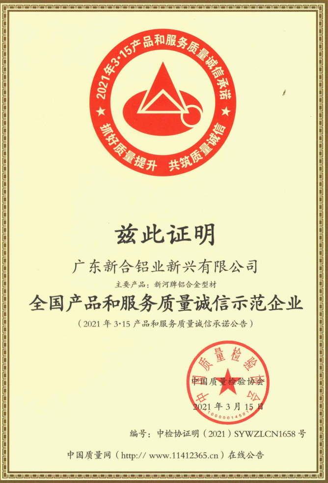六项荣誉彰显新河铝材硬核质量