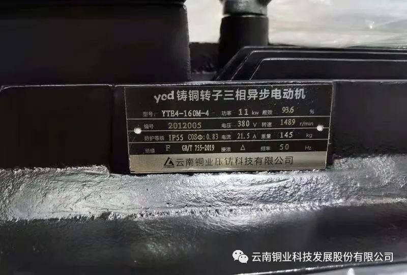 云铜压铸首批自主品牌高效电机交付驰宏会泽矿业