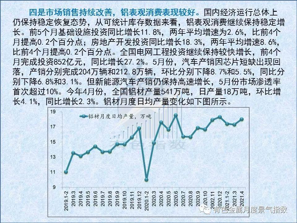 5月中国铝冶炼产业景气指数较上月上升0.8个点