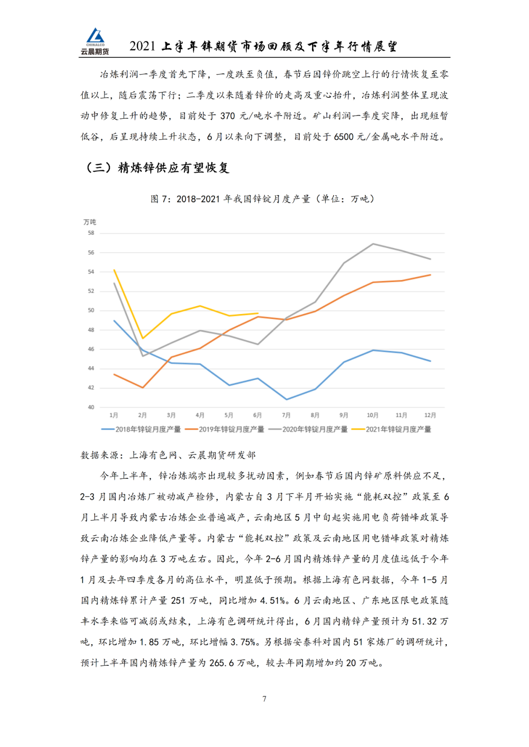 2021年云晨期货锌半年报：预计锌价以震荡性趋势为主，震荡区间参考19500-23500