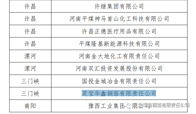 灵宝华鑫铜箔公司被评为“2021年河南省制造业头雁企业”