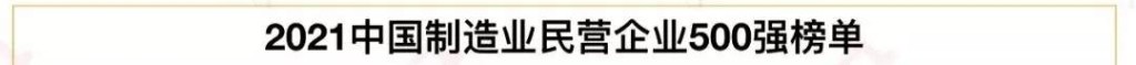 楚江新材位列2021中国制造业企业500强第354位，2021中国制造业民营企业500强第286位