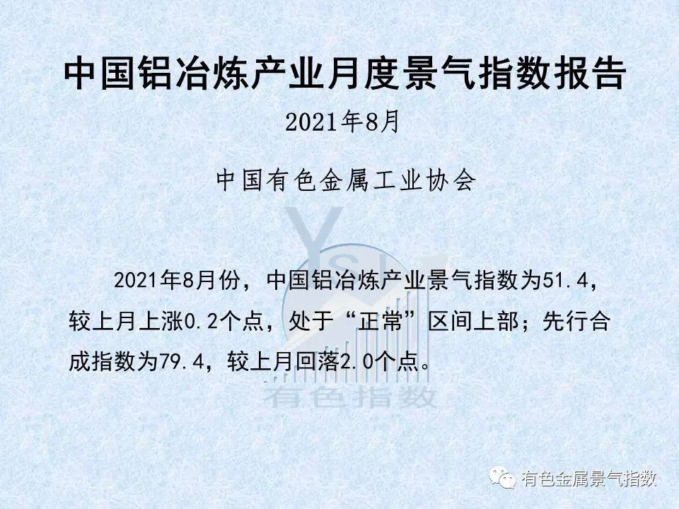 2021年8月中国铝冶炼产业景气指数为51.4 较上月上涨0.2个点