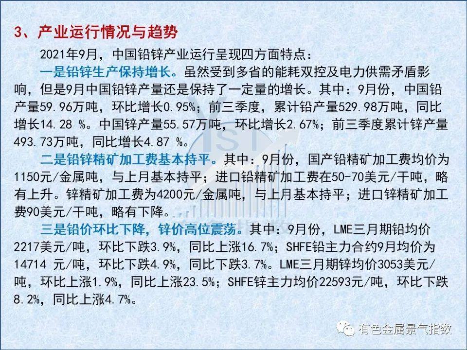 中国铅锌产业月度景气指数报告（2021年9月）