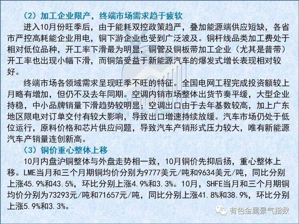 2021年10月中国铜产业月度景气指数36.2 较上月上升0.5