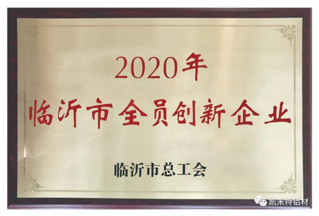凯米特公司荣获“2020年度临沂市全员创新企业”荣誉称号
