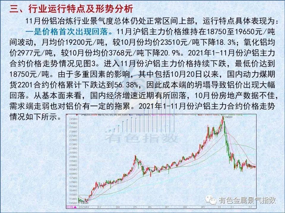 2021年11月中國鋁冶煉產業月度景氣指數爲50.7 較上月下降0.1個點