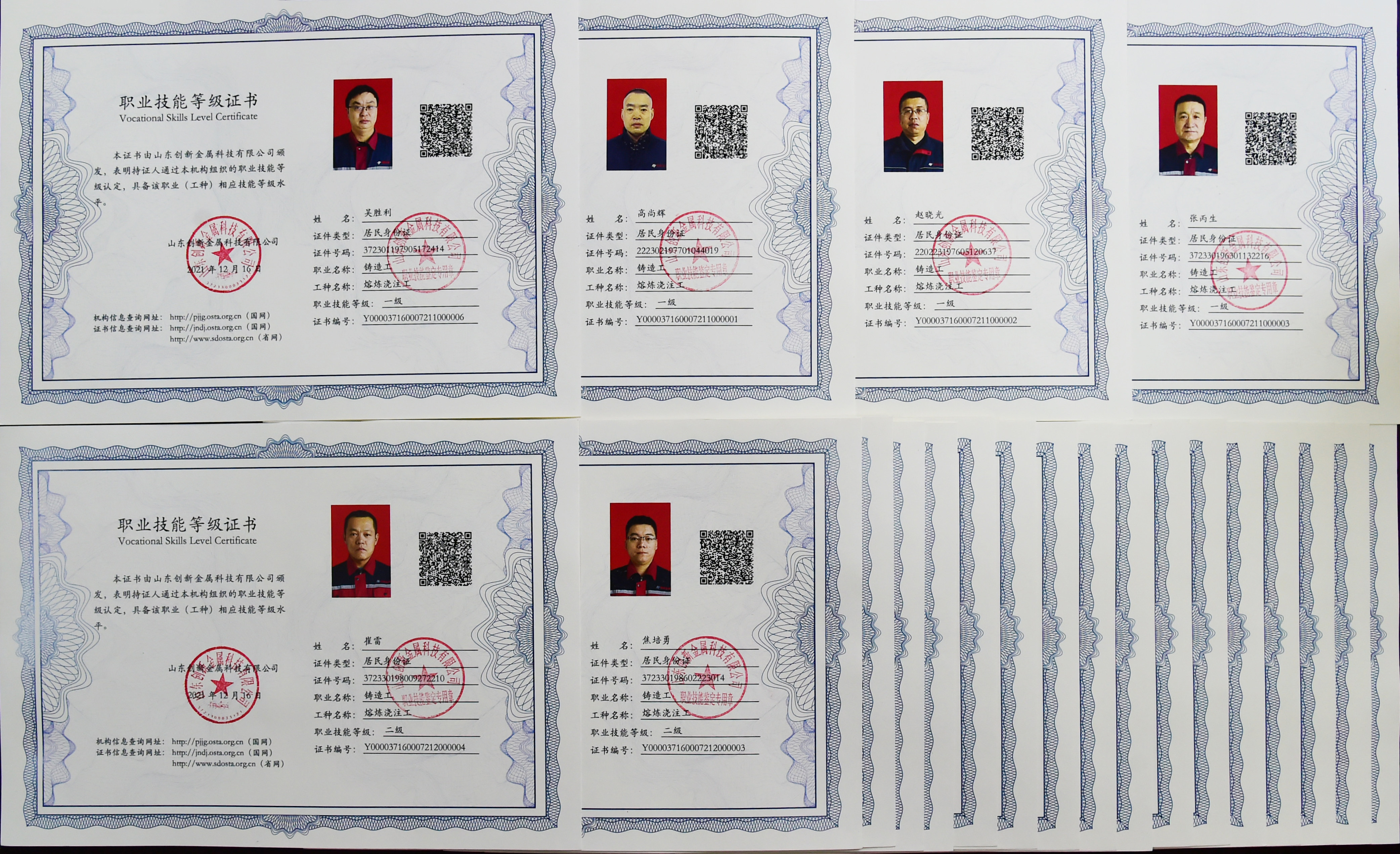 山东创新金属首批“铸造工”高级技师、技师顺利取证