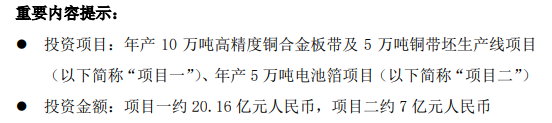 衆源新材擬對外投資高精度銅合金板帶及銅帶坯生產線項目、年產5萬噸電池箔項目 投資合計約27.16億