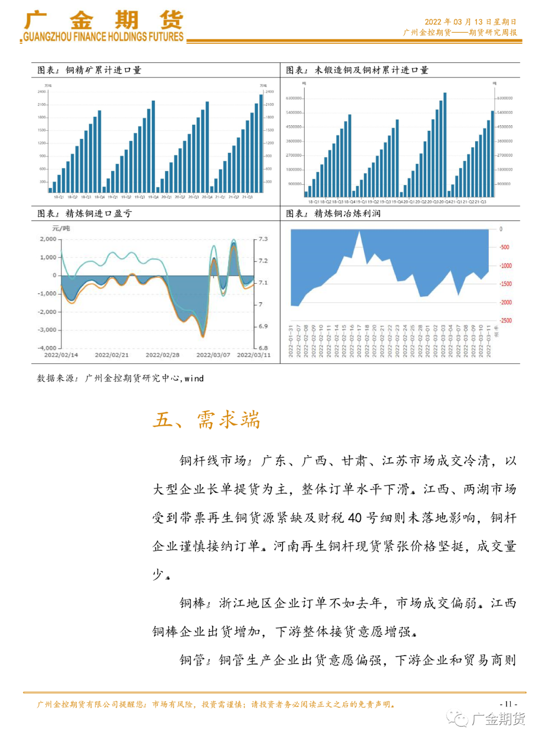 2022年第11周廣金期貨銅周報：：全球供需緊俏VS美聯儲利率決議 銅價高位波動