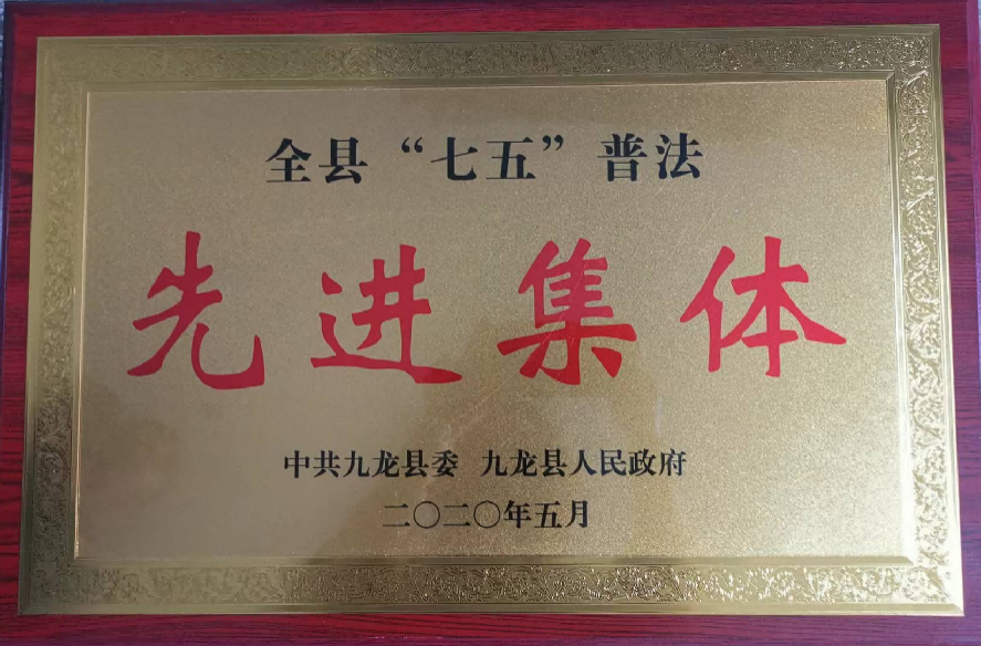 四川里伍铜业股份有限公司荣获九龙县“七五”普法先进集体称号