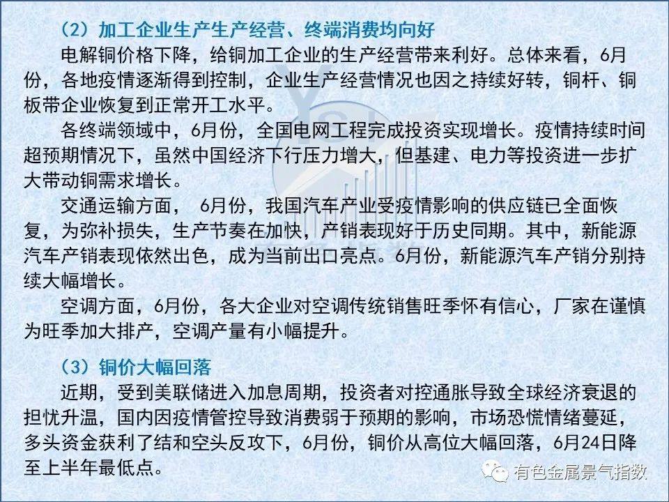 2022年6月中国铜产业月度景气指数为41.8 较上月上升0.8个点