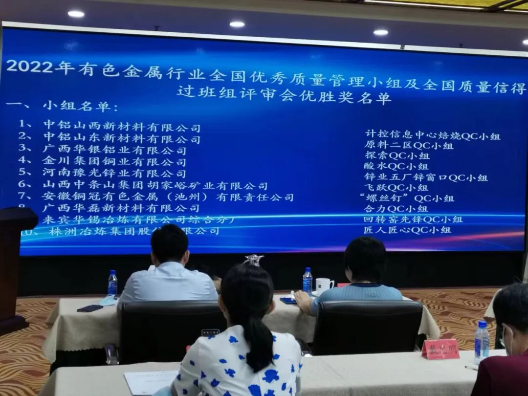 金川銅業酸水QC小組在有色金屬行業質量管理小組評比中獲多項殊榮