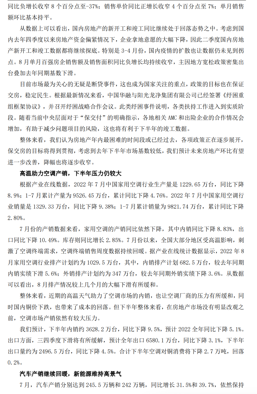 2022年9月銅冠金源期貨銅月報：宏觀壓力再次增強 銅價下行風險增大