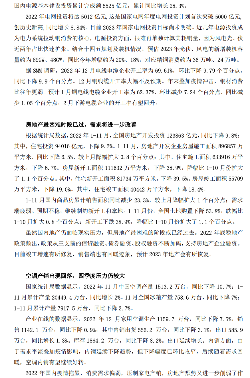 2023年2月铜冠金源期货铜月报：需求复苏即将启动 铜价调整空间有限