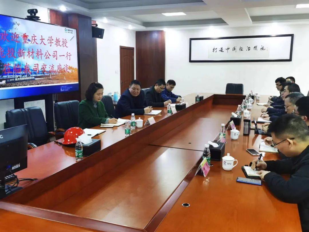 旗能电铝杨青松接待重庆大学教授王智、王缘、能投新材料陈再兵一行