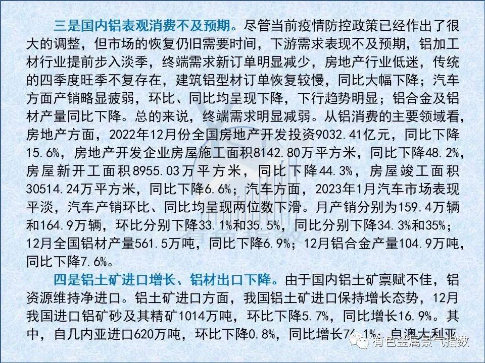 2023年1月中國鋁冶煉產業景氣指數爲39.1,較上月上升0.2個點