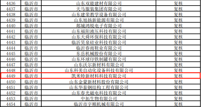 凯米特公司成功入选2023年度山东省专精特新中小企业名单