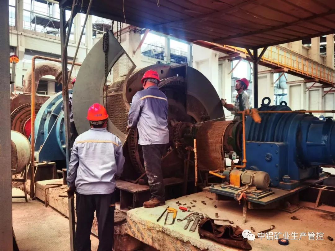 中铝矿业生产管控中心配料工序提前一天完成二组磨机大修