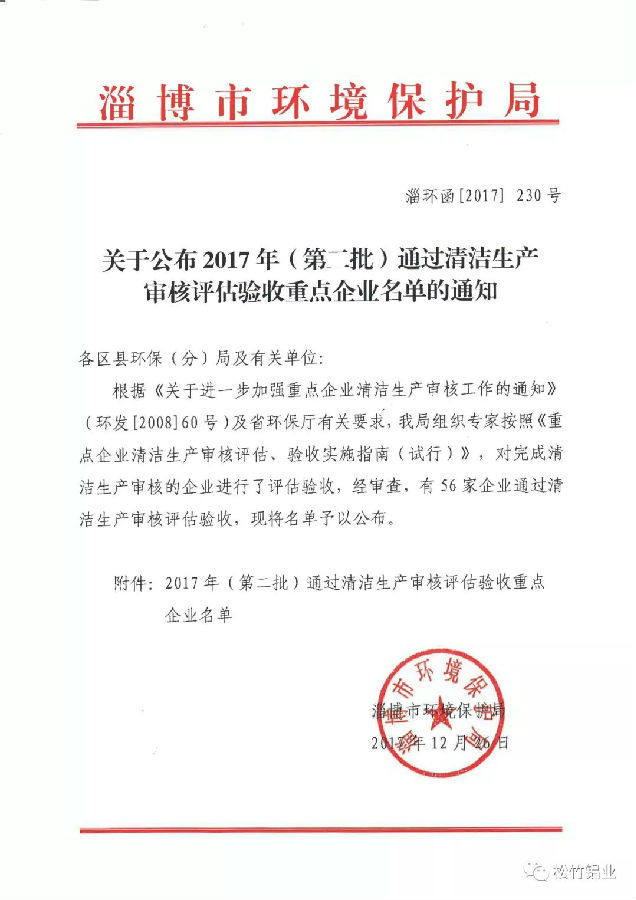 山东松竹铝业通过清洁生产审核评估验收工作