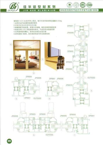 DP60系列隔热节能内平开窗节点图