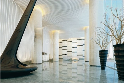 高級酒店弧形鋁方通造型裝飾吊頂