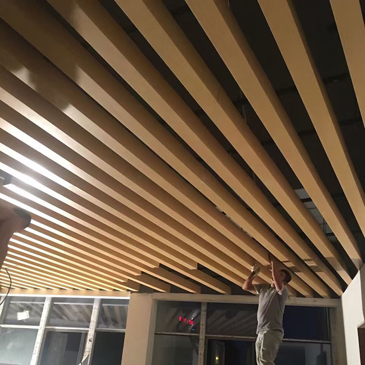 酒店铝格栅吊顶木纹铝格栅工厂定制