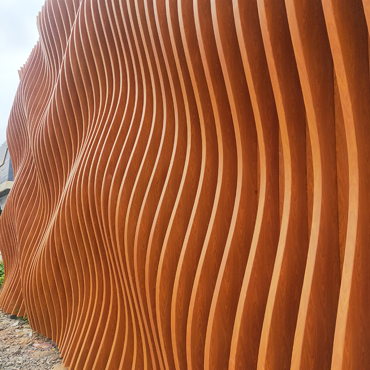 木紋波浪鋁格柵造型鋁板背景牆定制