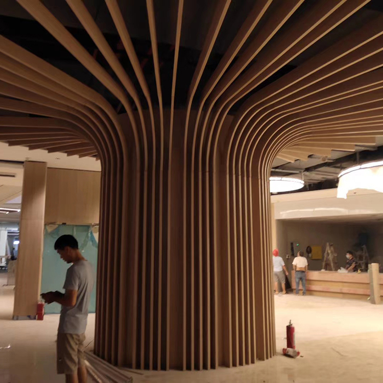 木纹造型包柱铝方管弧形铝方通定制